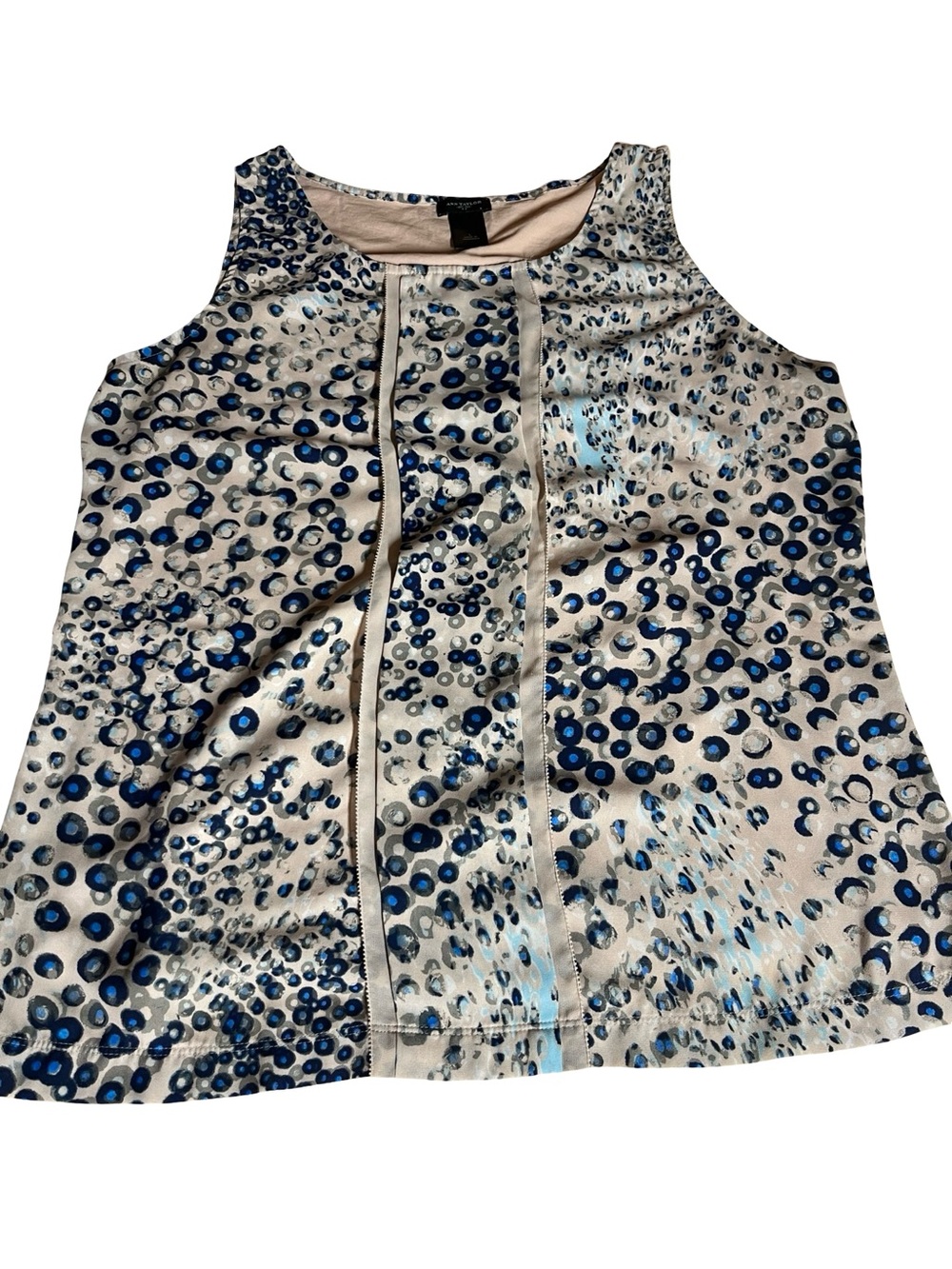 Ann Taylor - sz L: Sleeveless Blue Dot Print Tank Top- Has Stretch